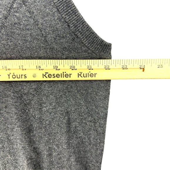 Vintage Saddlebred Sweater Argyle Vest Men M Gray V-Neck Made In Hong Kong - Picture 8 of 9